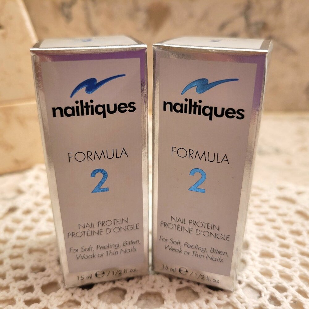NAILTIQUES FORMULA 2 NAIL PROTEIN FOR SOFT PEELING WEAK NAILS 0.5 OZ. LOT OF 2